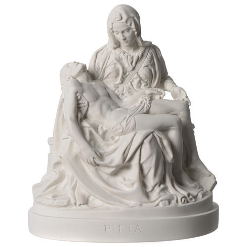 Estatua Piedad de Miguel Ángel mármol sintético blanco 25 cm 1