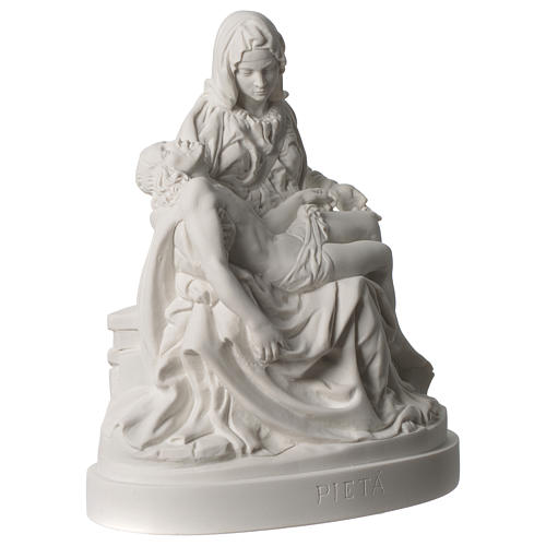 Estatua Piedad de Miguel Ángel mármol sintético blanco 25 cm 4