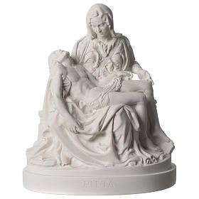 Statua Pietà di Michelangelo marmo sintetico bianco 25 cm