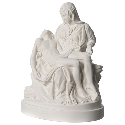 Statua Pietà di Michelangelo marmo sintetico bianco 25 cm 3