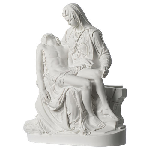 Statue Pietà de Michel-Ange marbre synthétique blanc 40 cm 3