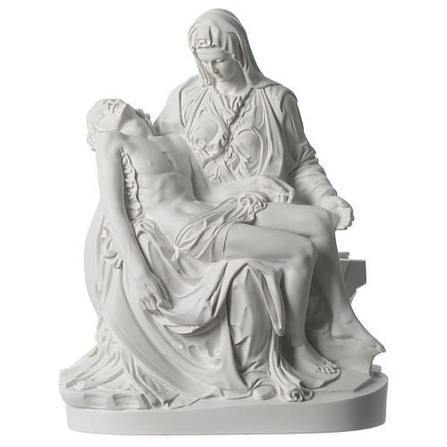 Statua Pietà di Michelangelo marmo sintetico bianco 40 cm 1