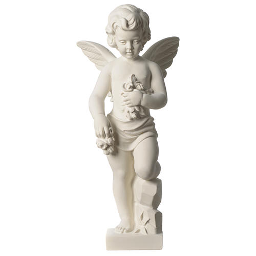 Engel mit Blumen 45cm Kunstmarmor 1