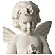Angel throwing flowers white composite marble statue 17.5 inc s2
