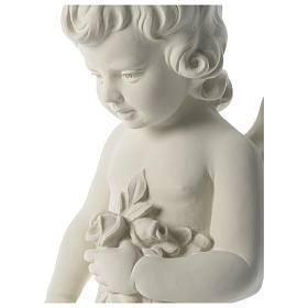 Angel with flowers white composite marble statue 29.5 inc