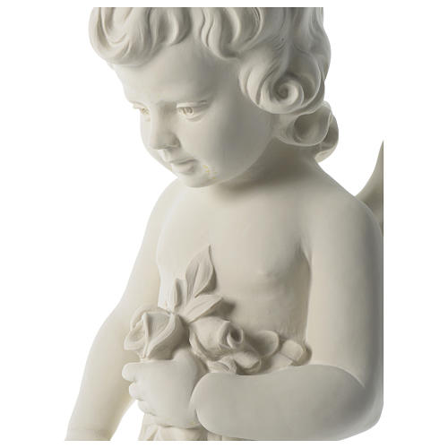 Angel with flowers white composite marble statue 29.5 inc 2