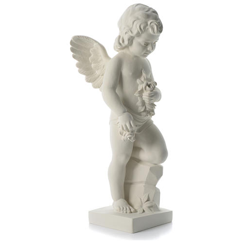 Angel with flowers white composite marble statue 29.5 inc 4