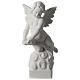 Angel statue with rose in white synthetic Carrara marble 50 cm s1