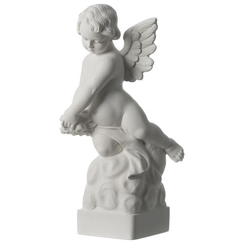Aniołek z różą marmur syntetyczny biały z Carrary 50 cm 3