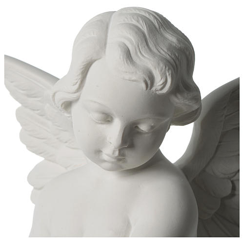 Angel with rose white composite Carrara marble 19.5 inc 7