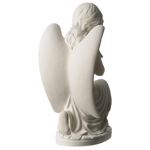 Angel in white Carrara marble 34 cm right 5