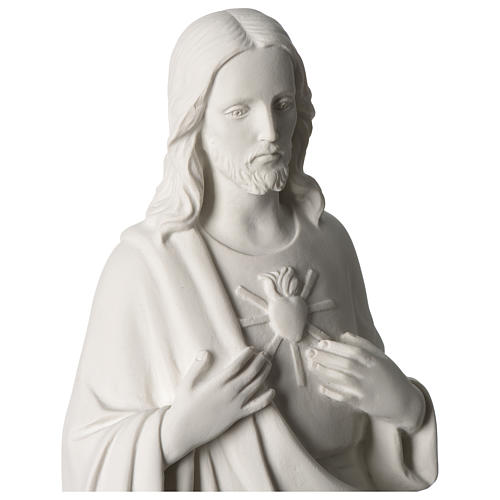 Sacred Heart of Jesus 53 cm in white Carrara marble dust 2