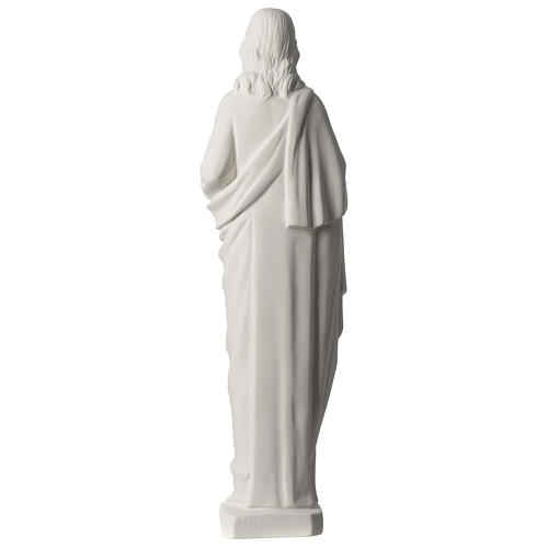 Sacred Heart of Jesus 53 cm in white Carrara marble dust 5