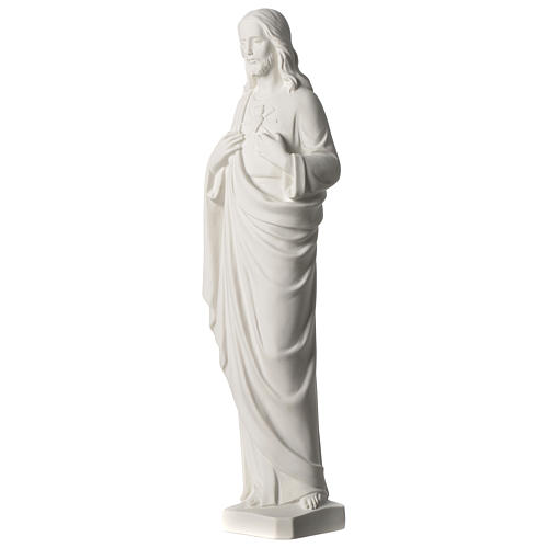 Sagrado Corazón de Jesús 53 cm polvo de mármol blanco 3