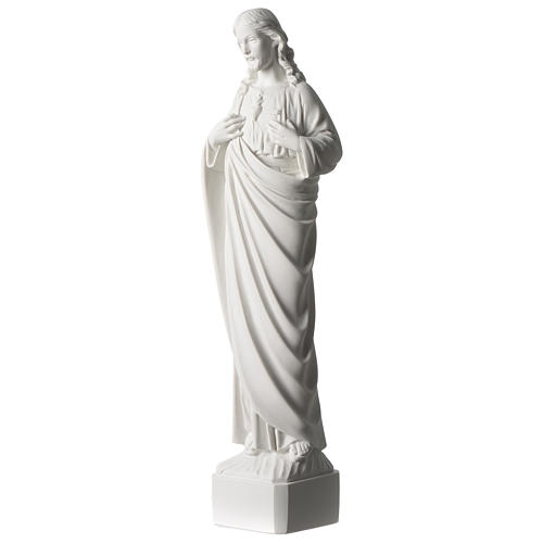 Sacred Heart of Jesus 45 cm in white Carrara marble dust 3