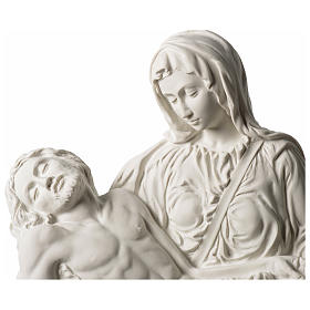 Pietà de Michelangelo placa mármore sintético branco 40 cm