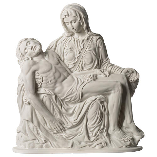 Pietà de Michelangelo placa mármore sintético branco 40 cm 1