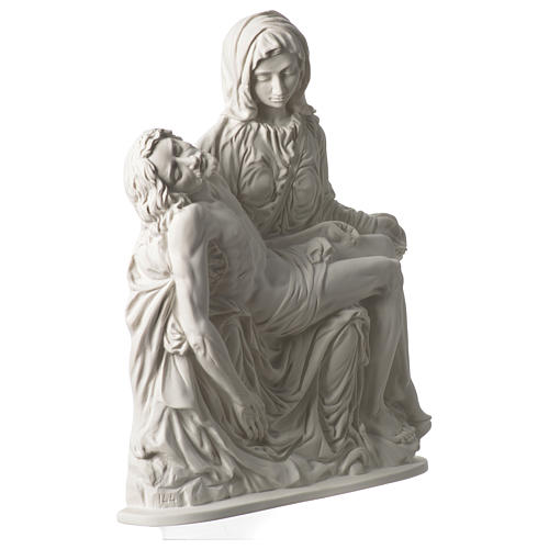 Pietà de Michelangelo placa mármore sintético branco 40 cm 3