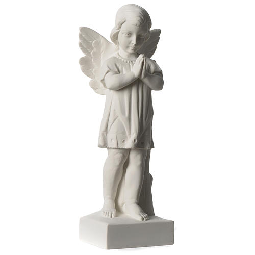 Angel with joined hands in white synthetic Carrara marble 25 - 30 cm 4
