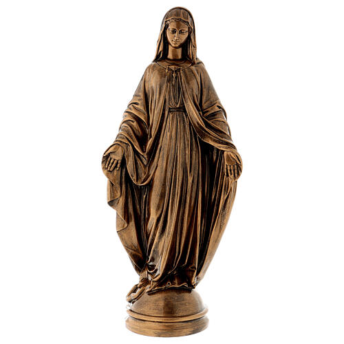 Virgen Milagrosa 60 cm bronceada polvo mármol Carrara PARA EXTERIOR 1