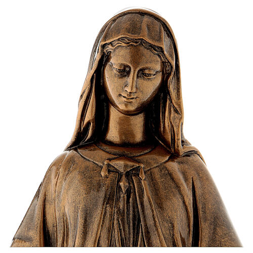 Virgen Milagrosa 60 cm bronceada polvo mármol Carrara PARA EXTERIOR 2