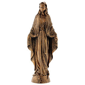 Miraculous Medal statue in bronzed marble powder composite 45 cm, OUTDOOR