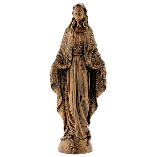 Miraculous Medal statue in bronzed marble powder composite 45 cm, OUTDOOR 1
