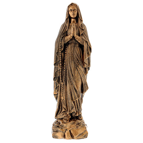 Gottesmutter von Lourdes 50cm Marmorpulver Bronzefinish für AUSSENGEBRAUCH 1