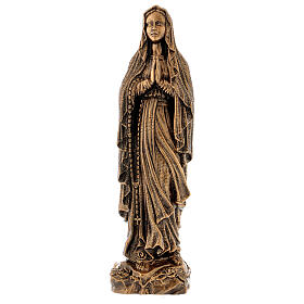 Virgen de Lourdes 40 cm bronceada mármol sintético PARA EXTERIOR