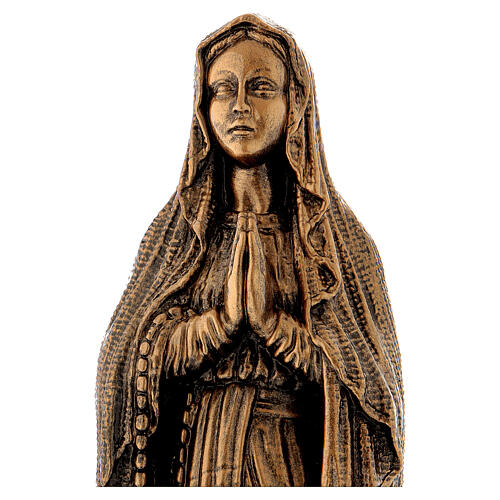 Virgen de Lourdes 40 cm bronceada mármol sintético PARA EXTERIOR 2