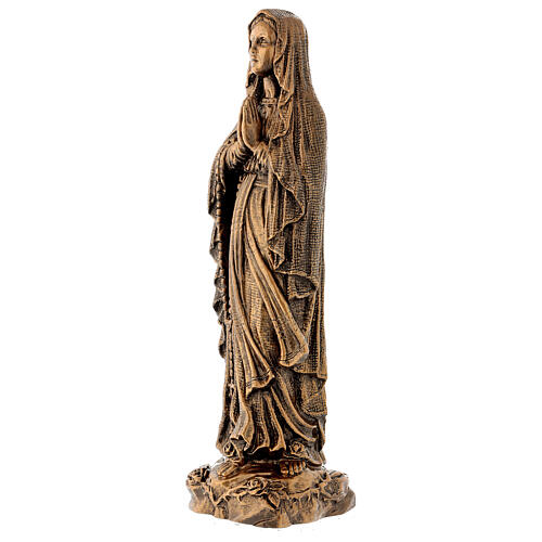 Virgen de Lourdes 40 cm bronceada mármol sintético PARA EXTERIOR 3