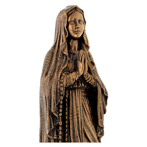 Virgen de Lourdes 40 cm bronceada mármol sintético PARA EXTERIOR 4