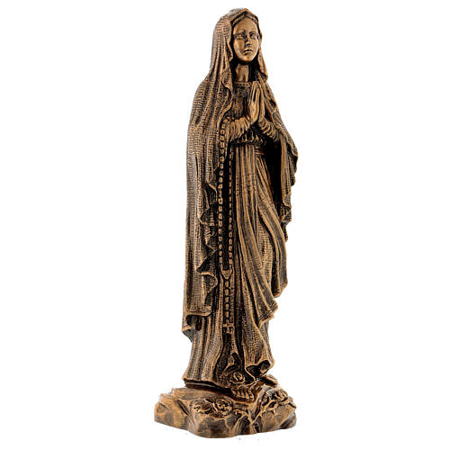 Virgen de Lourdes 40 cm bronceada mármol sintético PARA EXTERIOR 5