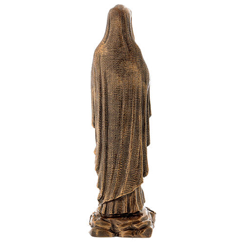 Virgen de Lourdes 40 cm bronceada mármol sintético PARA EXTERIOR 6