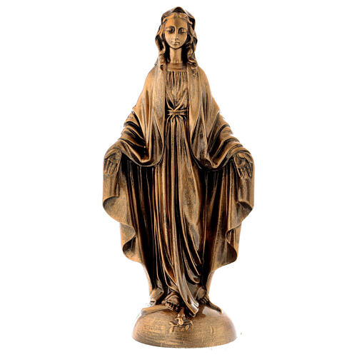 Miraculous Medal statue in bronzed marble powder composite 40 cm, OUTDOOR 1