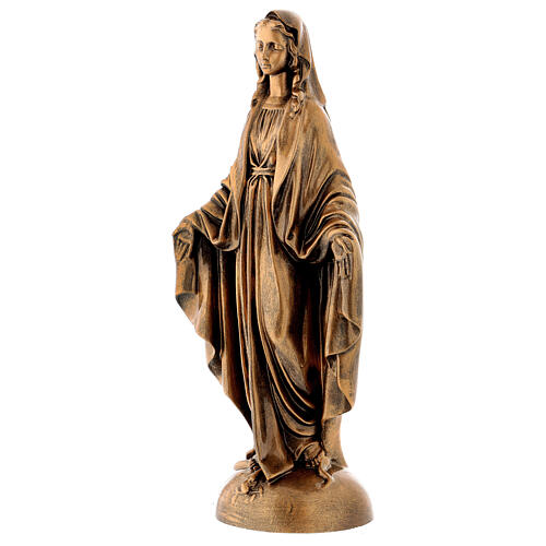 Statue Vierge Miraculeuse 40 cm finition bronze poudre marbre Carrare POUR EXTÉRIEUR 3