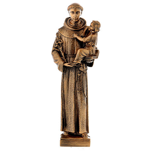 St. Anthony statue in bronzed marble powder composite 40 cm, OUTDOOR 1
