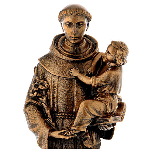 St. Anthony statue in bronzed marble powder composite 40 cm, OUTDOOR 2