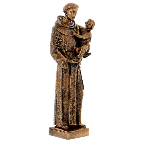 St. Anthony statue in bronzed marble powder composite 40 cm, OUTDOOR 5