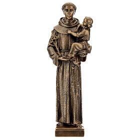 Statue in polvere di marmo di Carrara: Sant'Antonio da Padova 40 cm bronzato marmo sintetico PER ESTERNO