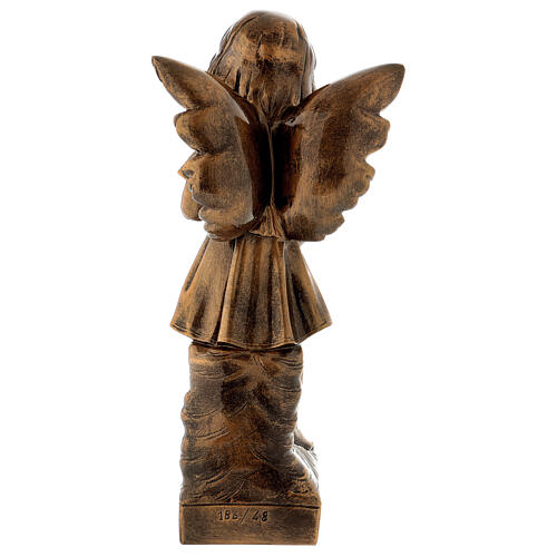 Angel with flowers statue in bronzed marble powder composite 48 cm, OUTDOOR 5