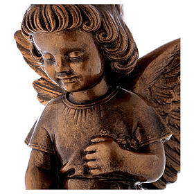 Statue in polvere di marmo di Carrara: Gettafiori angioletto 48 cm bronzato polvere di marmo PER ESTERNO