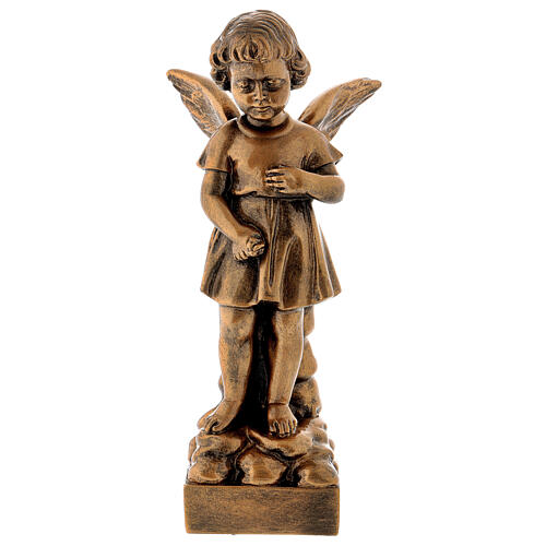 Flower angel statue, 30 cm bronzed synthetic marble FOR OUTDOORS 1