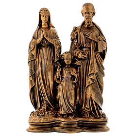 Holy Family statue in bronzed marble powder composite 40 cm, OUTDOOR