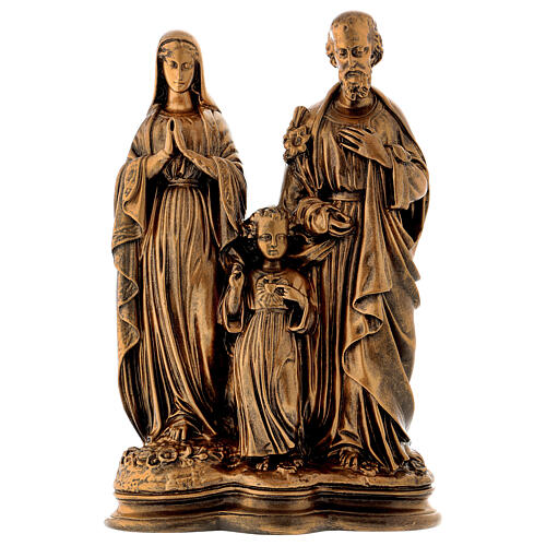 Holy Family statue in bronzed marble powder composite 40 cm, OUTDOOR 1