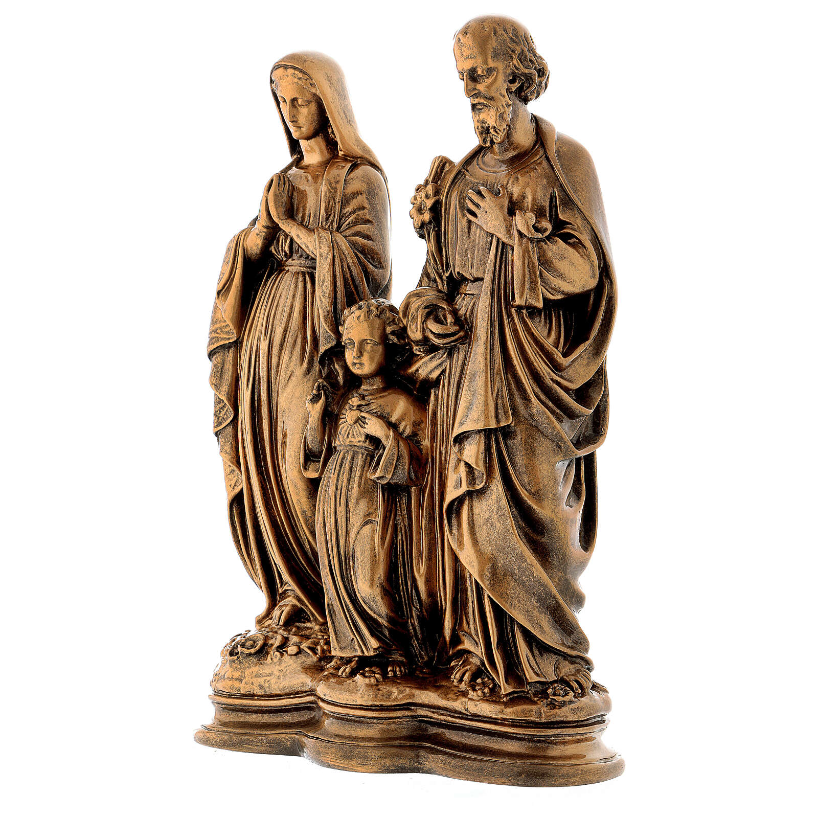 Sacra Famiglia 40 cm bronzata polvere di marmo PER ESTERNO