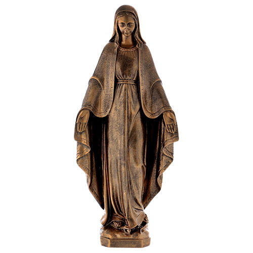 Statue Vierge Miraculeuse 62 cm poudre marbre Carrare effet bronze POUR EXTÉRIEUR 1