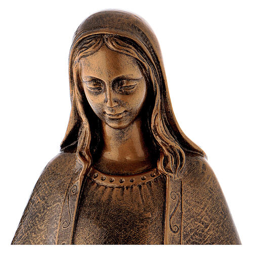 Statue Vierge Miraculeuse 62 cm poudre marbre Carrare effet bronze POUR EXTÉRIEUR 2