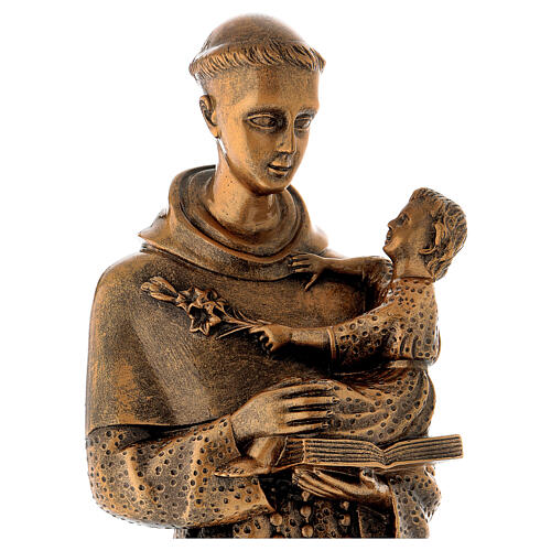 Heiliger Anton aus Padua 60cm Marmorpulver Bronzefinish für AUSSENGEBRAUCH 2