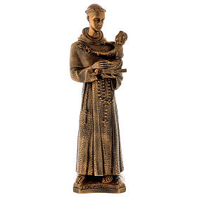 St. Anthony statue in bronzed marble powder composite 60 cm, OUTDOOR